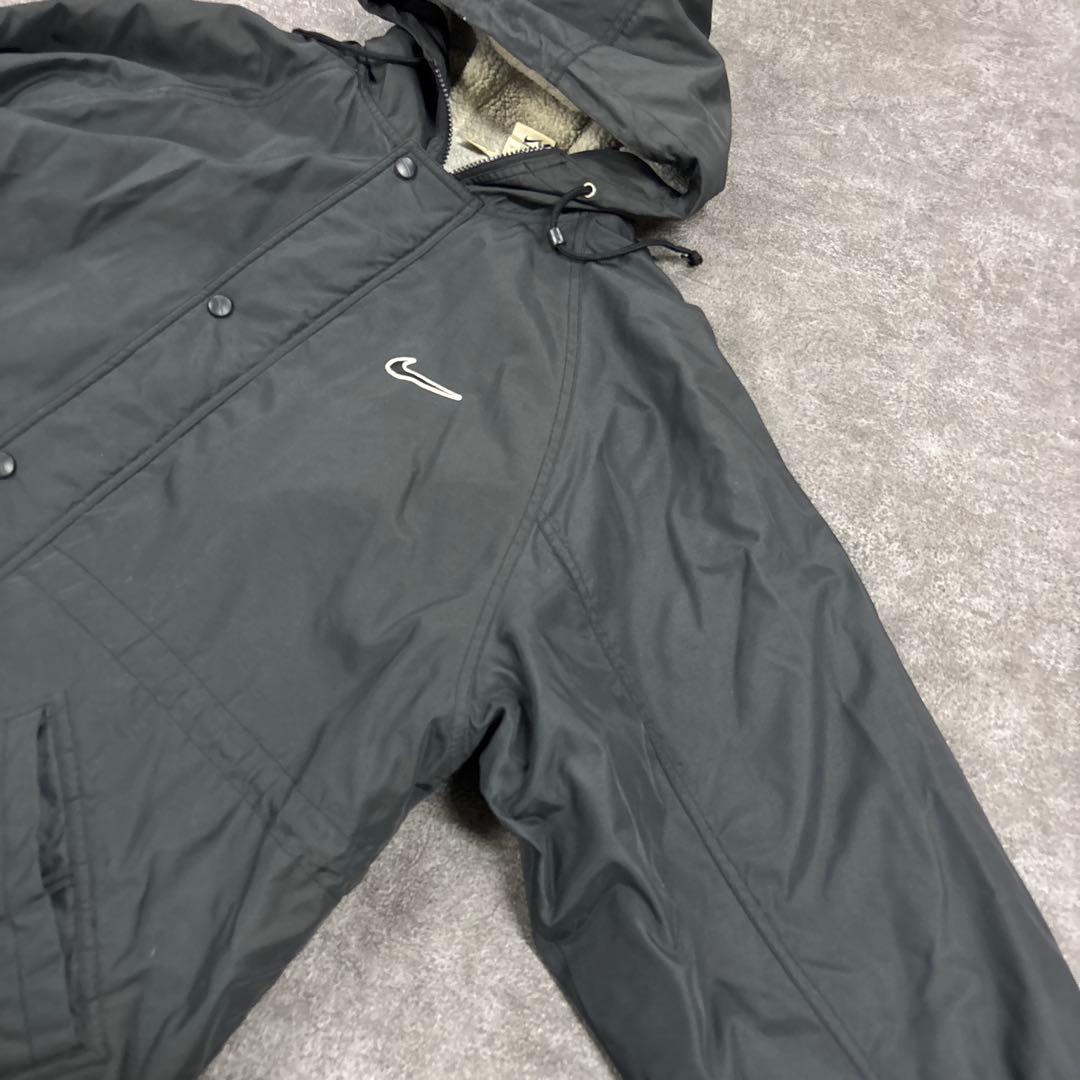 7W9 90's NIKE ベンチコート　ジャケット裏ボア　黒　スポーツ系　古着