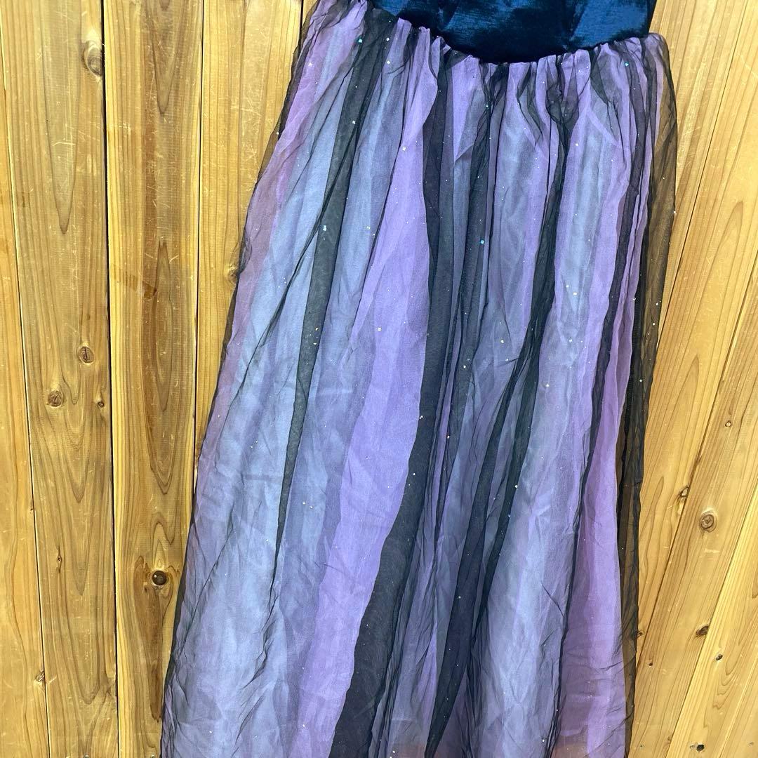 新品HANGIAOSHI ラメ チュール素材 パフスリーブ ロングカラードレス﻿