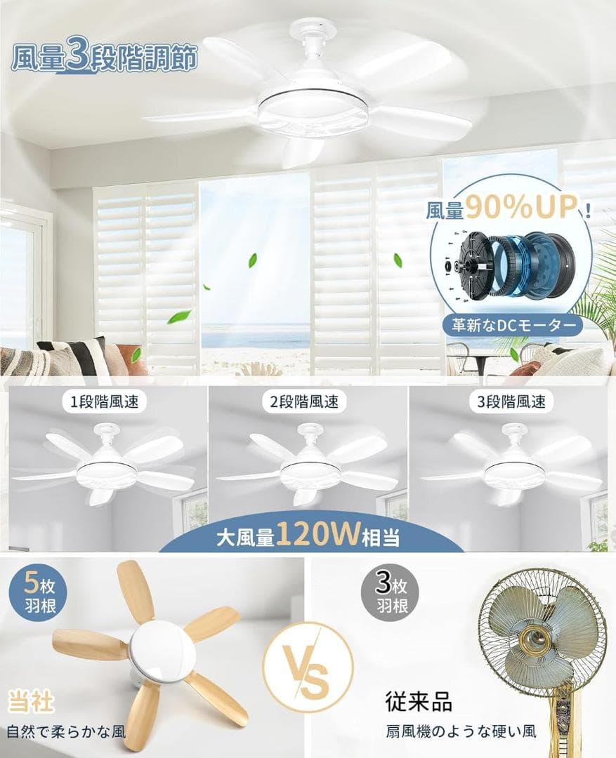 ✨大特価✨シーリングファンライト LED 大風量　大光量　扇風機 44W 照明