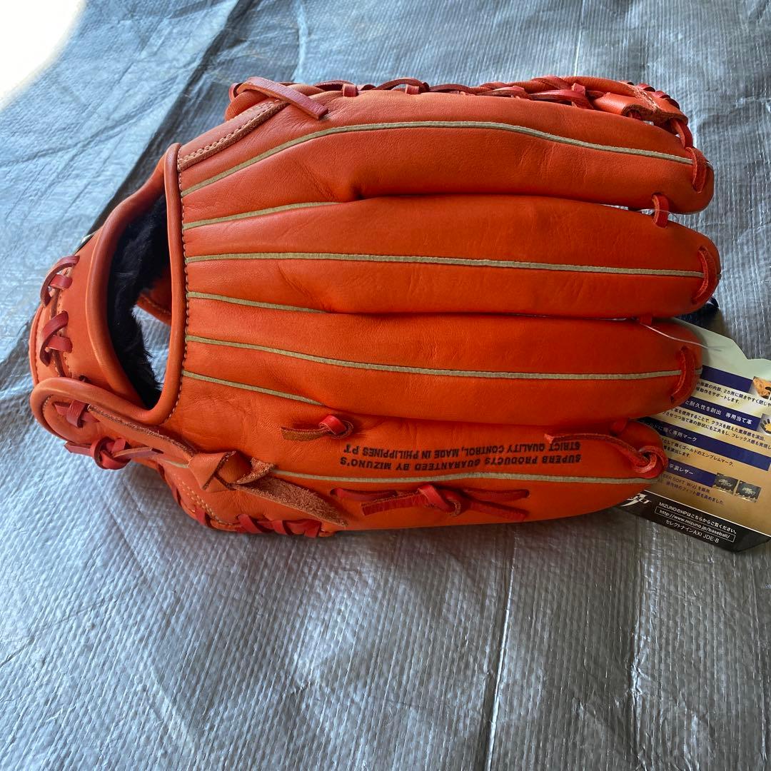 新品MIZUNOミズノセレクト9軟式グローブ外野手向けサイズ14オレンジ　左投用