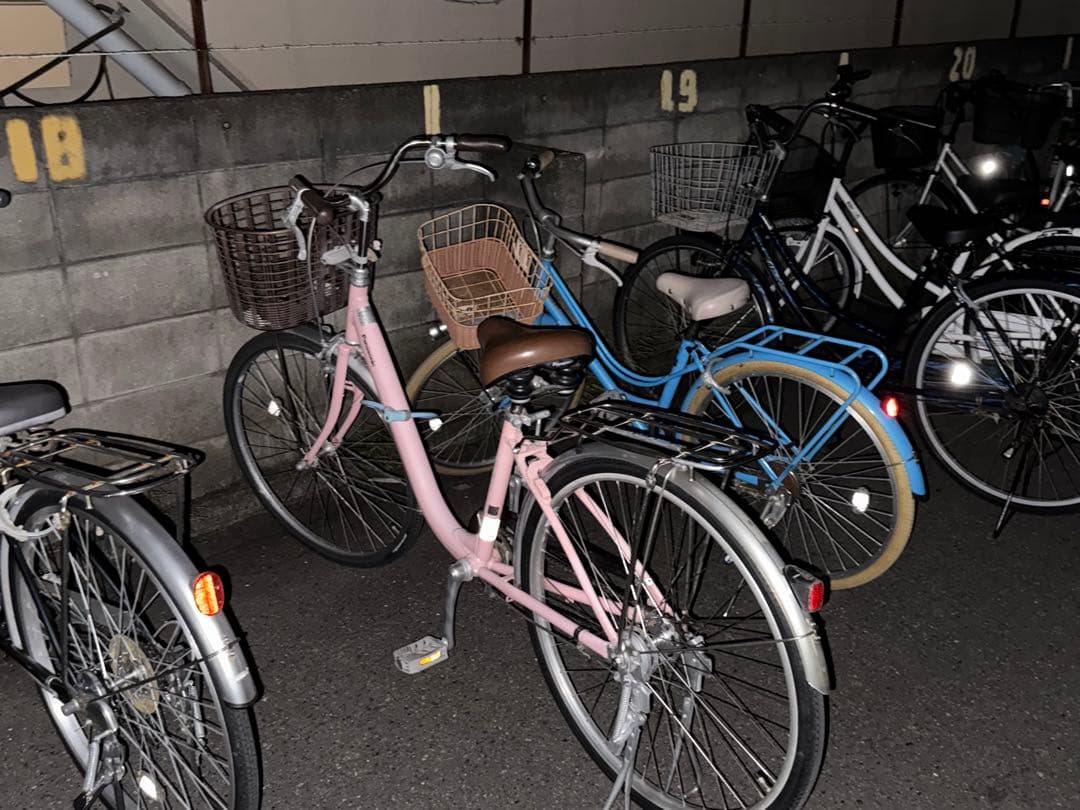 岡山県)Panasonic ピンク シティサイクル 26インチ 前バスケット付き