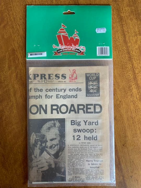 入手不可能'66WC決勝 チケット・プログラム・翌日新聞 レプリカ 未開封品