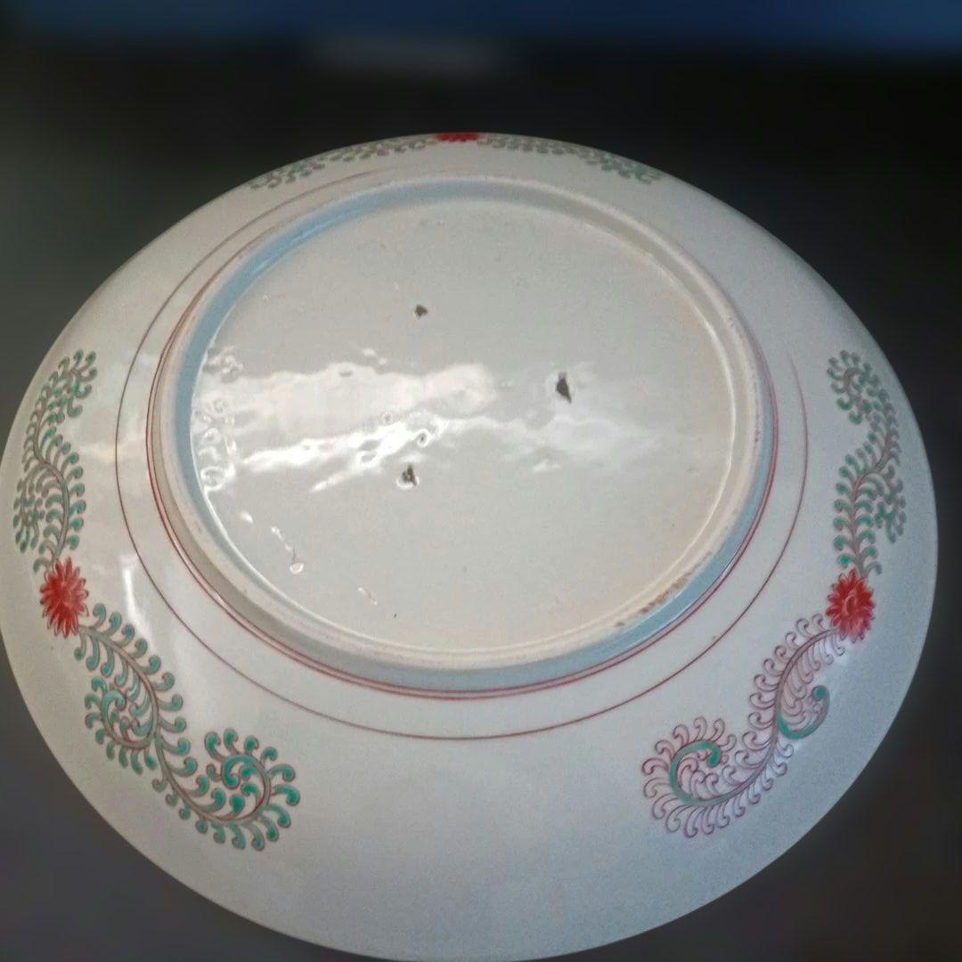 【古伊万里】オランダ人絵図　色絵　帆船図　江戸時代　時代物　大皿