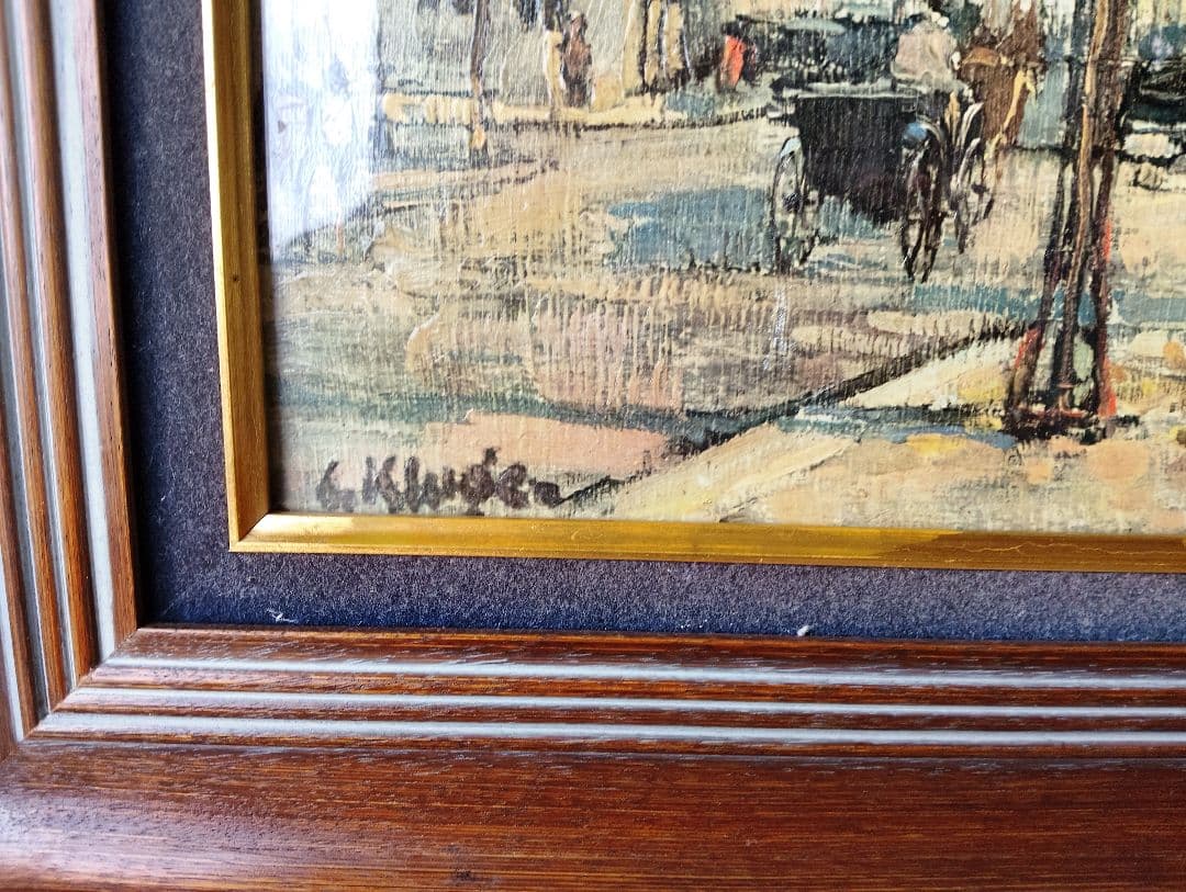 ヨーロッパ街並み風 風景画 油彩風 絵画 額装 アート インテリア