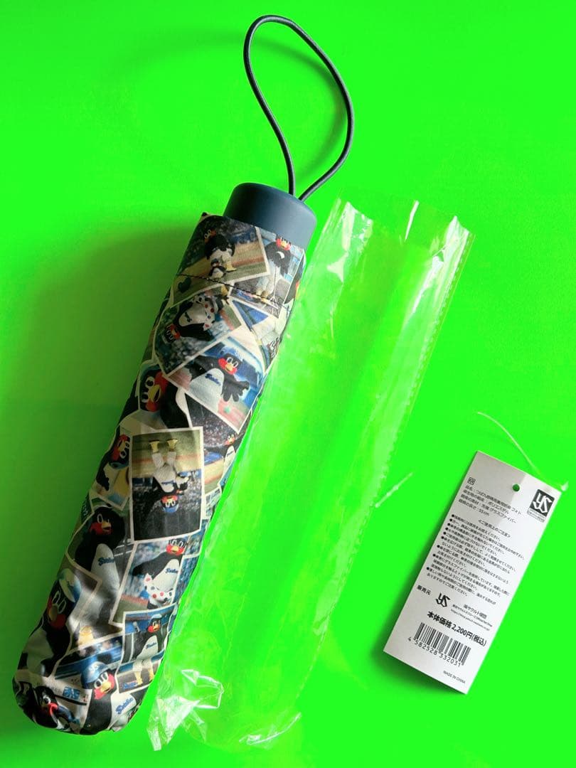 つば九郎　晴雨兼用折りたたみ傘　フォト　新品(難あり) ヤクルトスワローズ