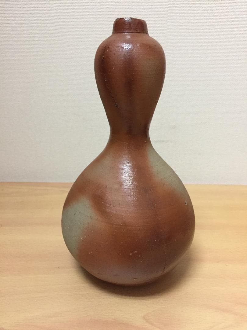 伊勢崎淳 人間国宝 備前焼 火襷 瓢箪型 花生 花瓶 花入 茶道具 艶々の肌