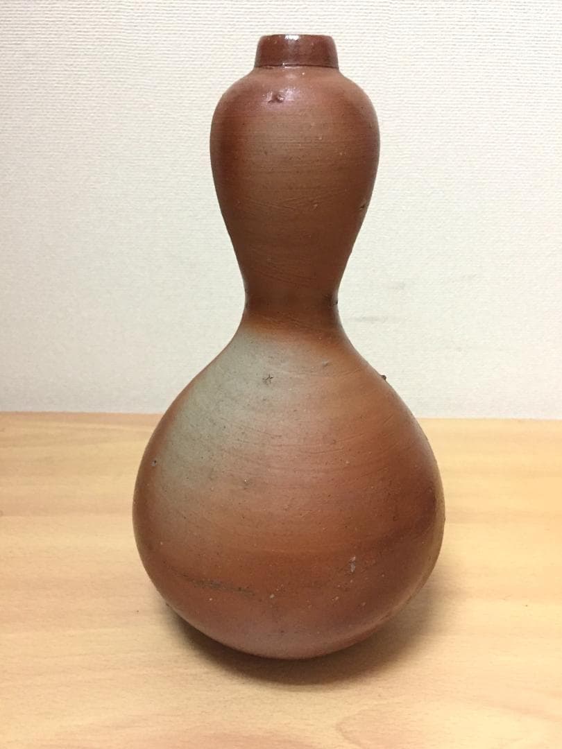 伊勢崎淳 人間国宝 備前焼 火襷 瓢箪型 花生 花瓶 花入 茶道具 艶々の肌