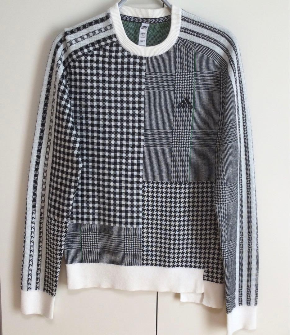 adidas GOLF 長袖クルーネックセーター M チェック柄