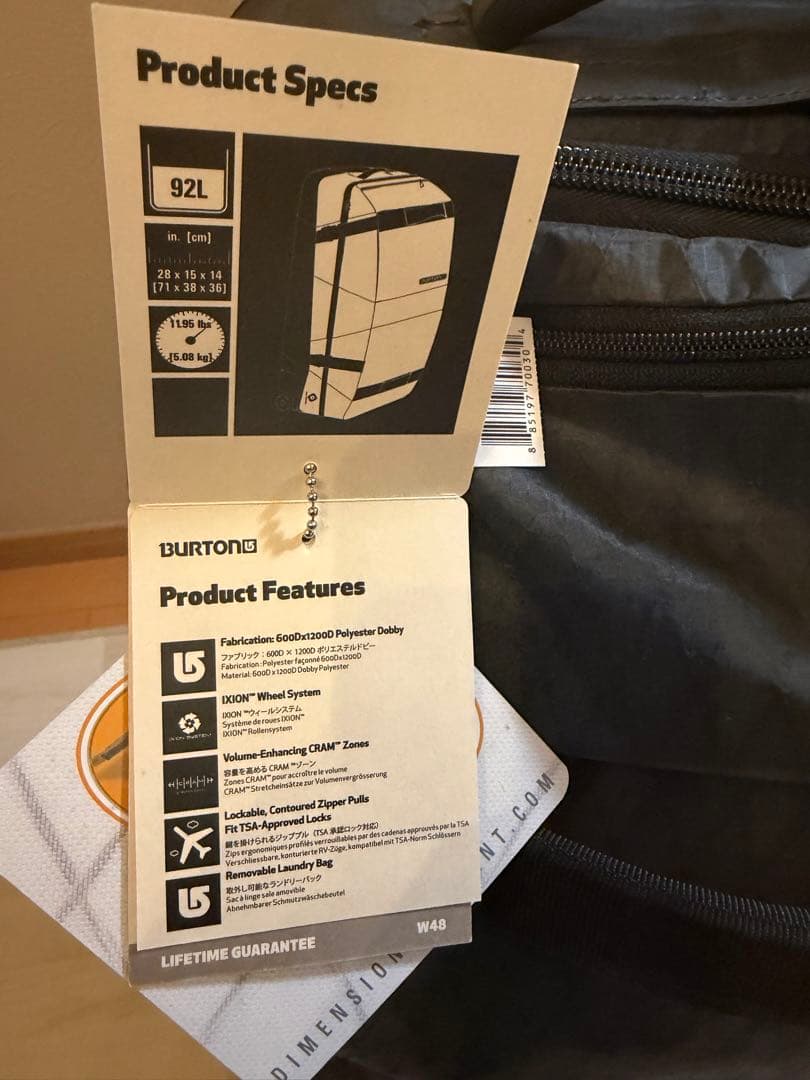 BURTON キャリーバッグ大容量92L大型キャリーバック新品未使タグ付き旧ロゴ