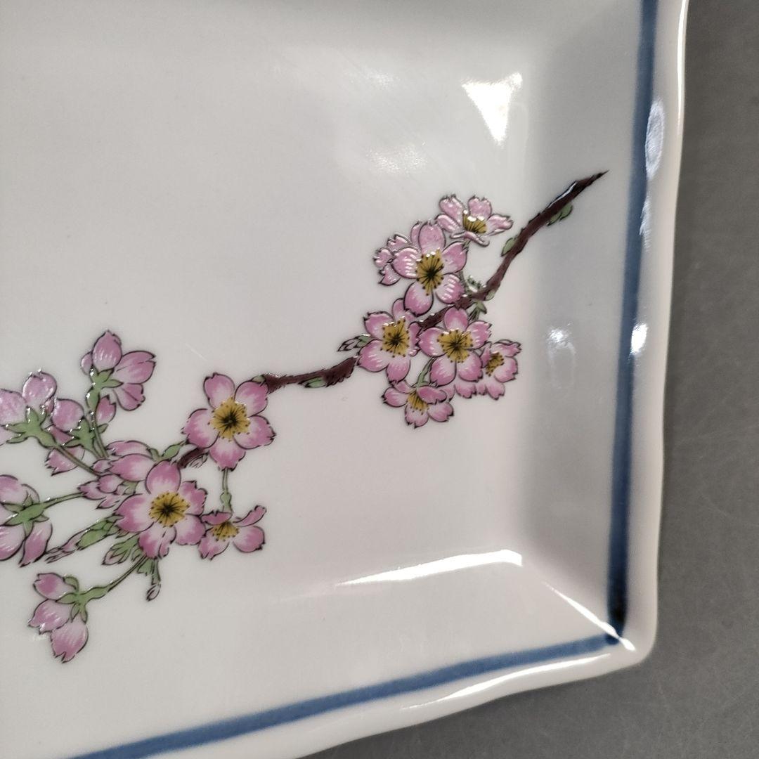 A1296-5/九谷焼/陶全 造/色絵花草文絵替皿揃5客/共箱/角皿/懐石道具/