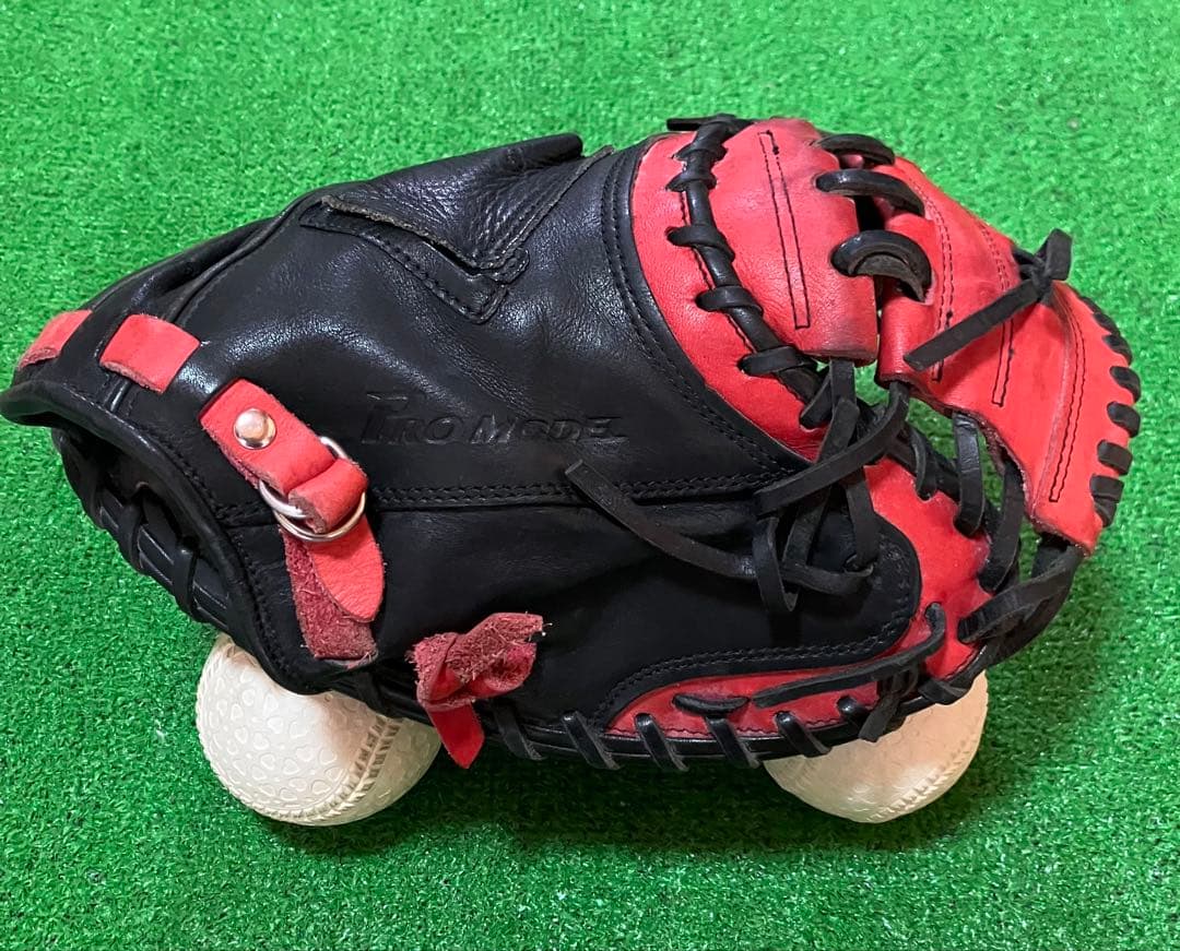 一般軟式野球用 キャッチャーミット ZETT ゼット 赤 黒 捕手 大人用 右投