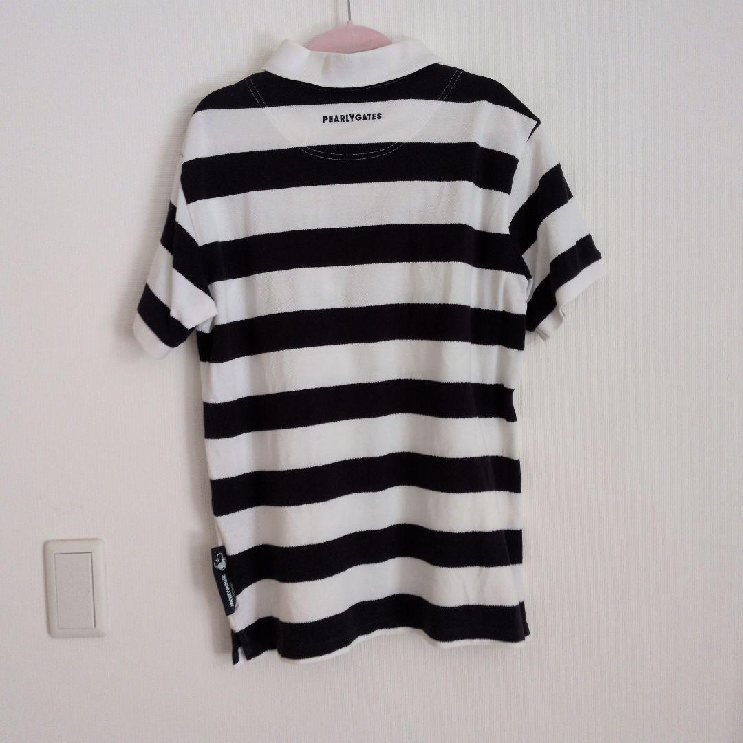 PEARLY GATES ミッキーポロシャツ 紺白ストライプ サイズ6