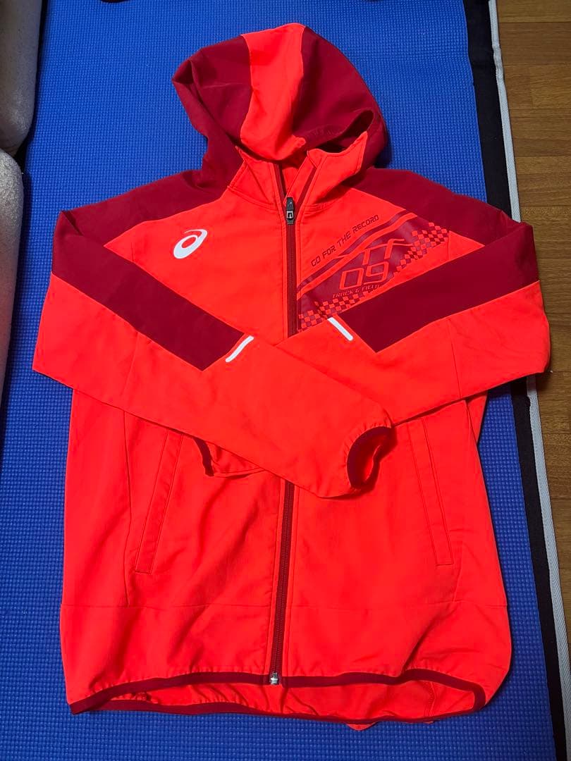 ASICS オレンジ ウィンドブレーカー上下サイズ違い 上L下M メンズ