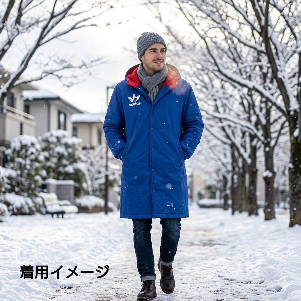 希少 80s アディダス デサント製 ベンチコート L 裏起毛 ビンテージ 青