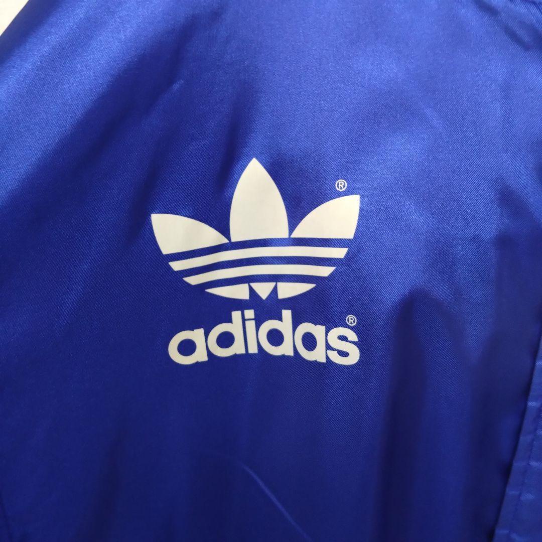 希少 80s アディダス デサント製 ベンチコート L 裏起毛 ビンテージ 青