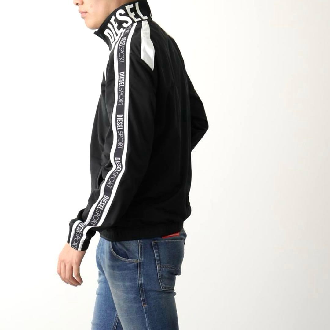 【美品】DIESEL SPORT トラックジャケット ロゴプリント 黒×白 S