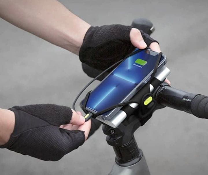 自転車 スマホホルダー + モバイルバッテリー ホルダー（ブラック）