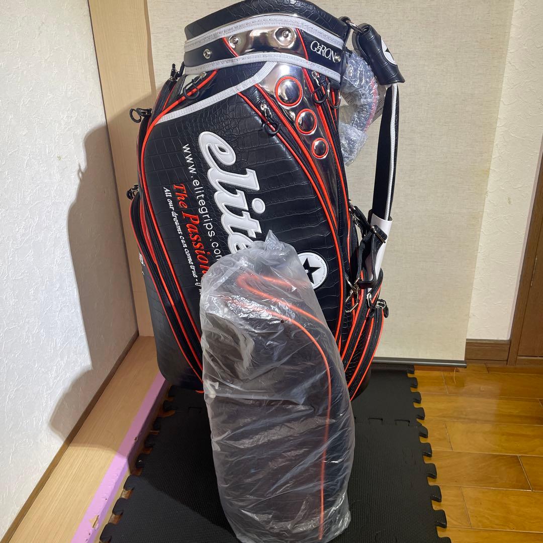 elite grips 1SPEED キャディバッグ 黒/オレンジ クロコ柄