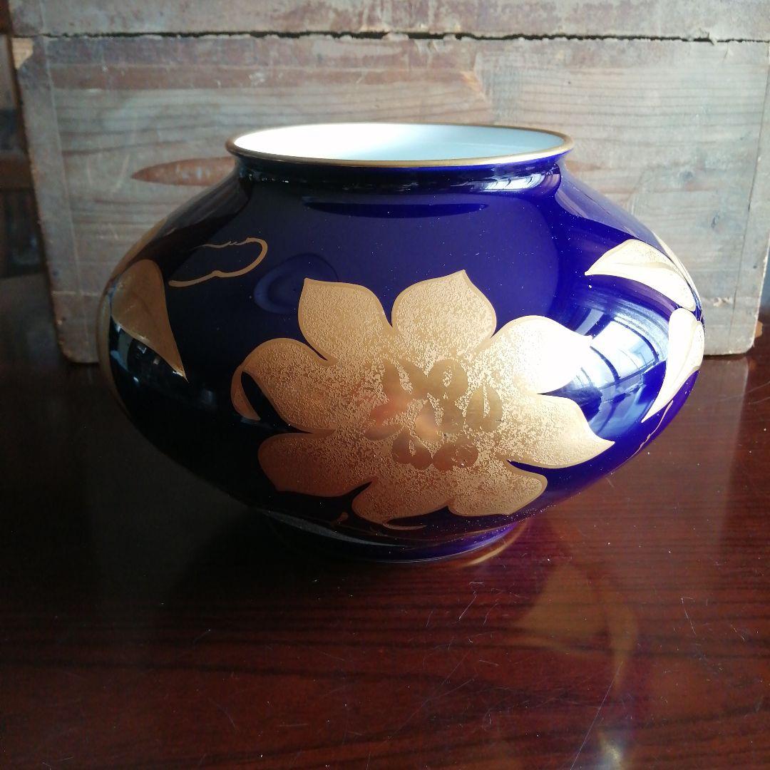 大倉陶苑　金銀彩花紋花瓶　30cm