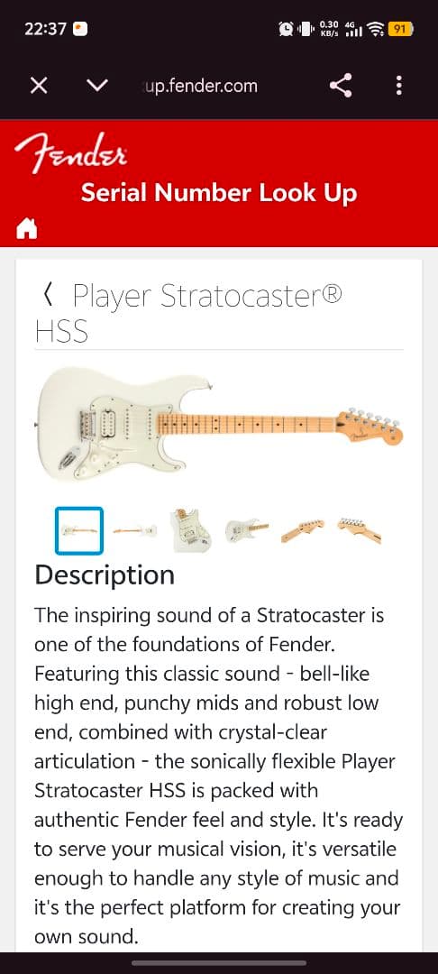 MEXICO Fender PLAYER STRAT HSS MN PWT　受取
