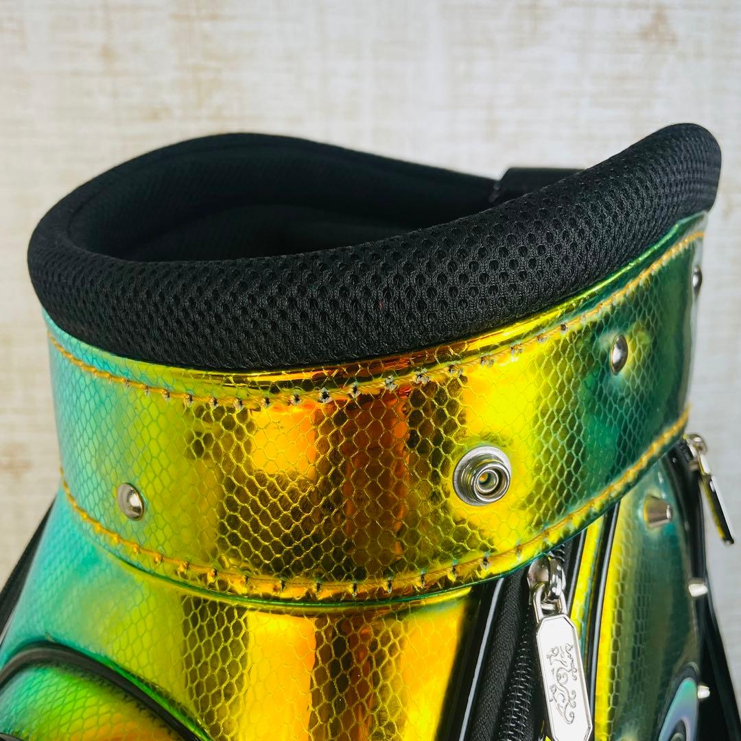 【美品】ダンスウィズドラゴン　ホロパイソン　キャディバッグ　型押し　ネオンカラー