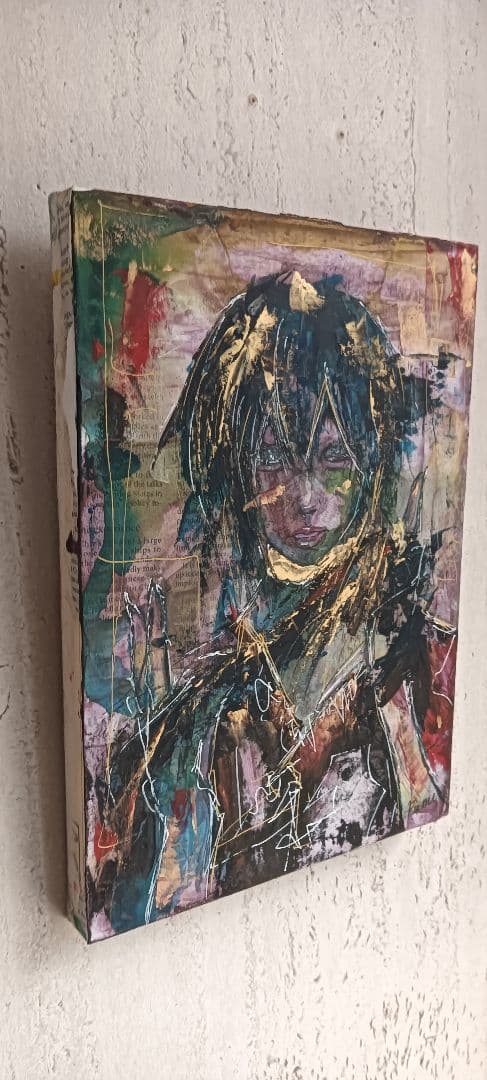 美人画 水彩 混合 抽象 現代アート アナログアート イラスト 原画