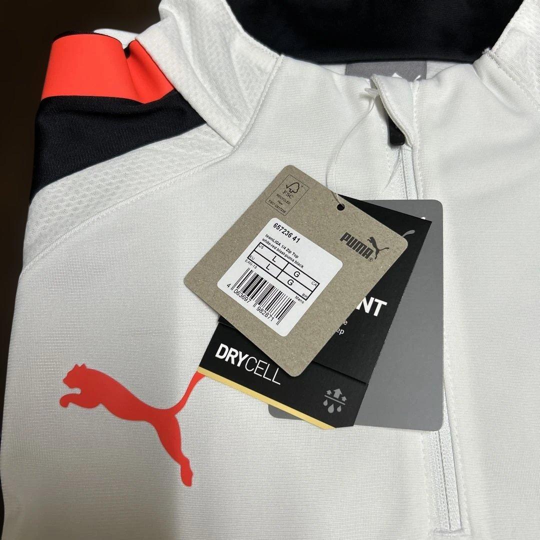 【新品】PUMA ハーフジップジャケット Lサイズ　白　ジャージ　裏起毛　親指穴