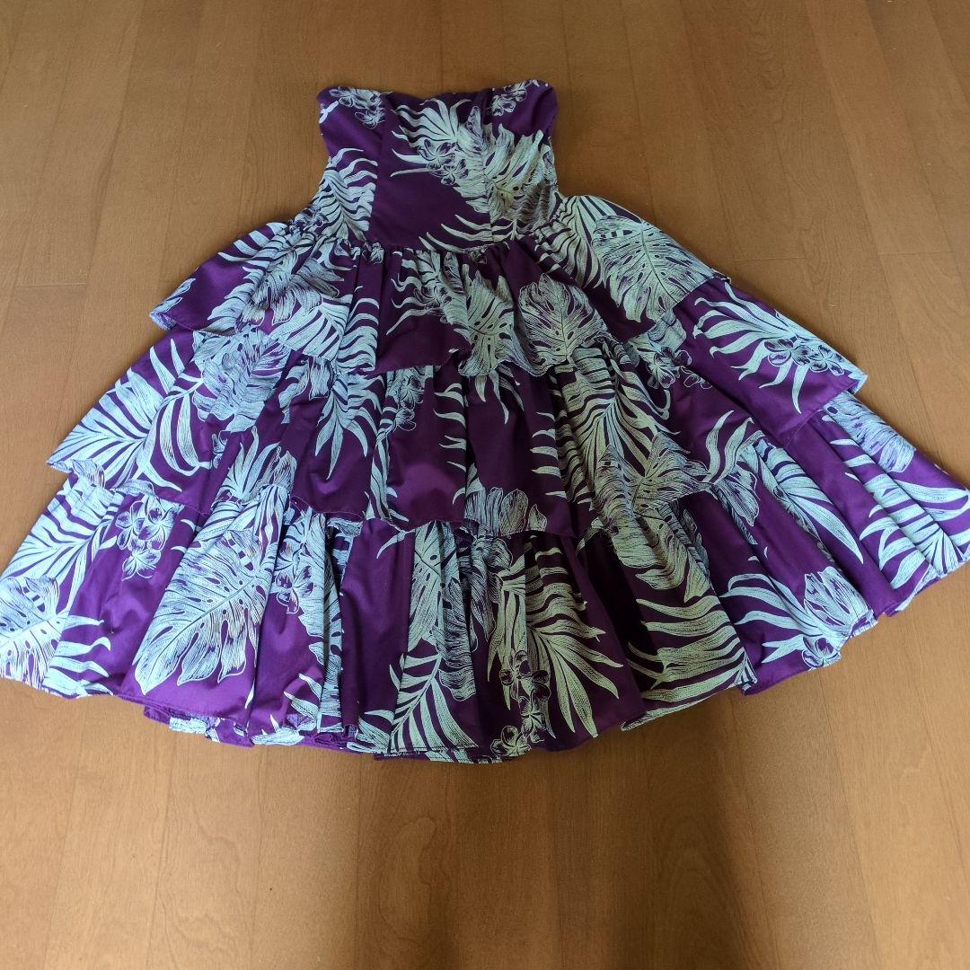 フラダンス衣装　CC fashion ハワイアンドレス　パープル　3段