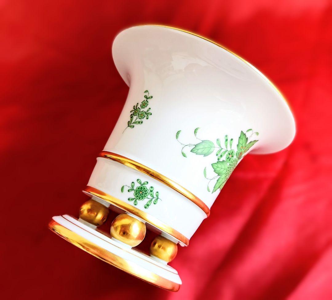 ミヌクンヘレンド【未使用】アポニーグリーン花器鉢カバー開窯175年周年記念