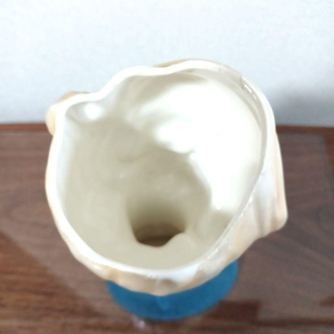 ビンテージレディヘッドベース 陶器製置物花瓶　ブルーのドレスにパールのネックレス