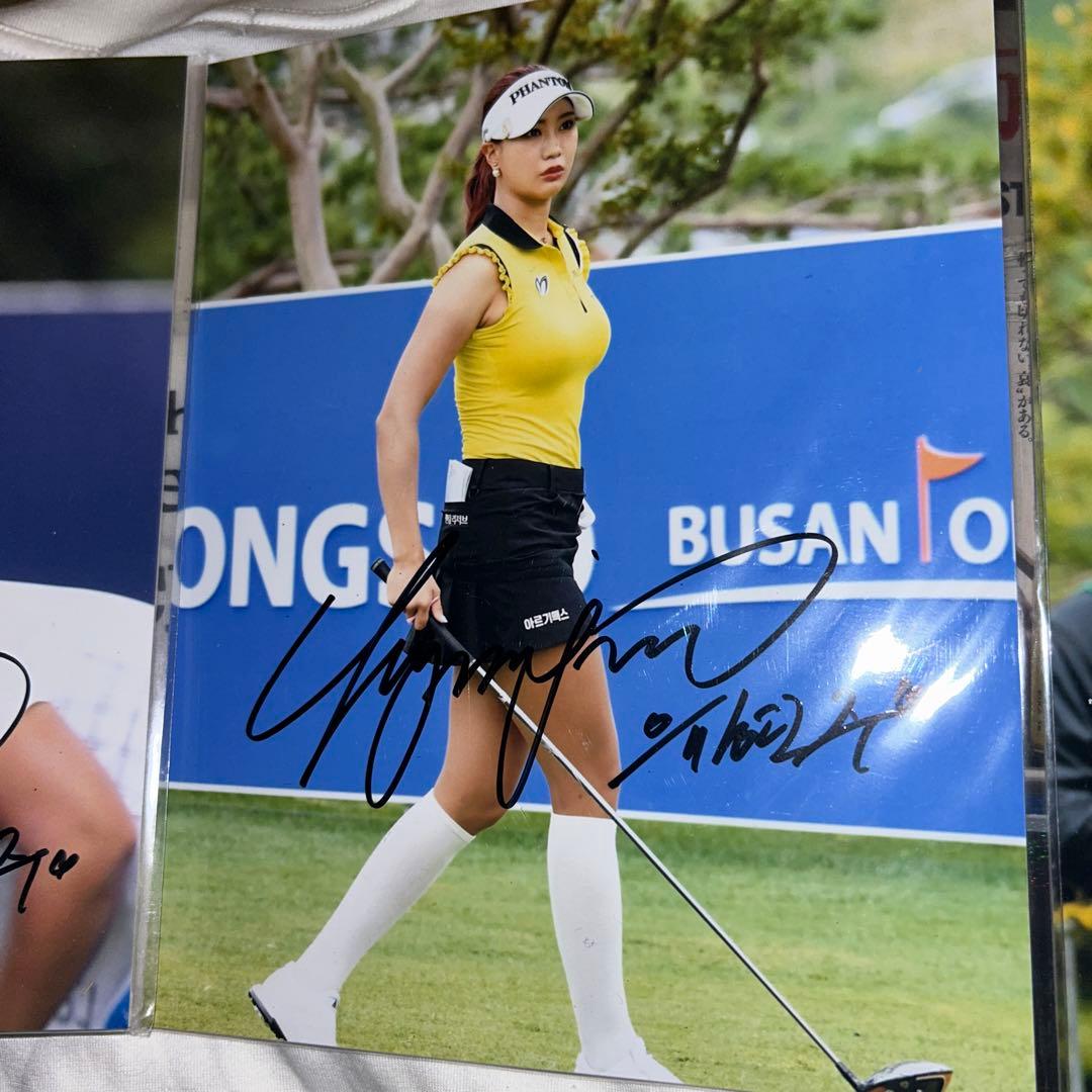 【超レア】人気美女ゴルファー、ユ.ヒョンジュ直筆サインフォト3枚【証明書付き】