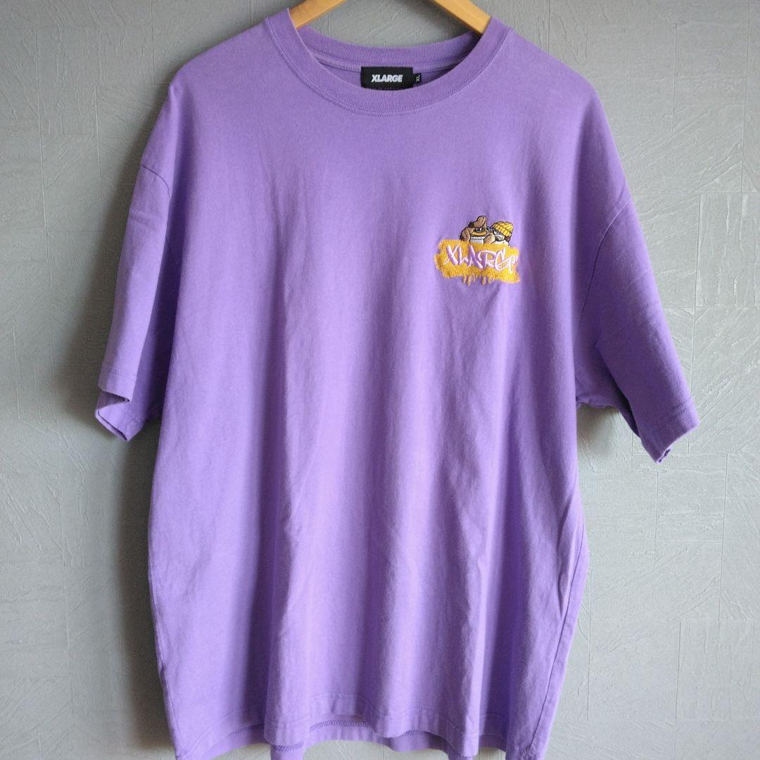 XLARGE パープル Tシャツ ゴリラ　スプレー　古着男女　ストリート