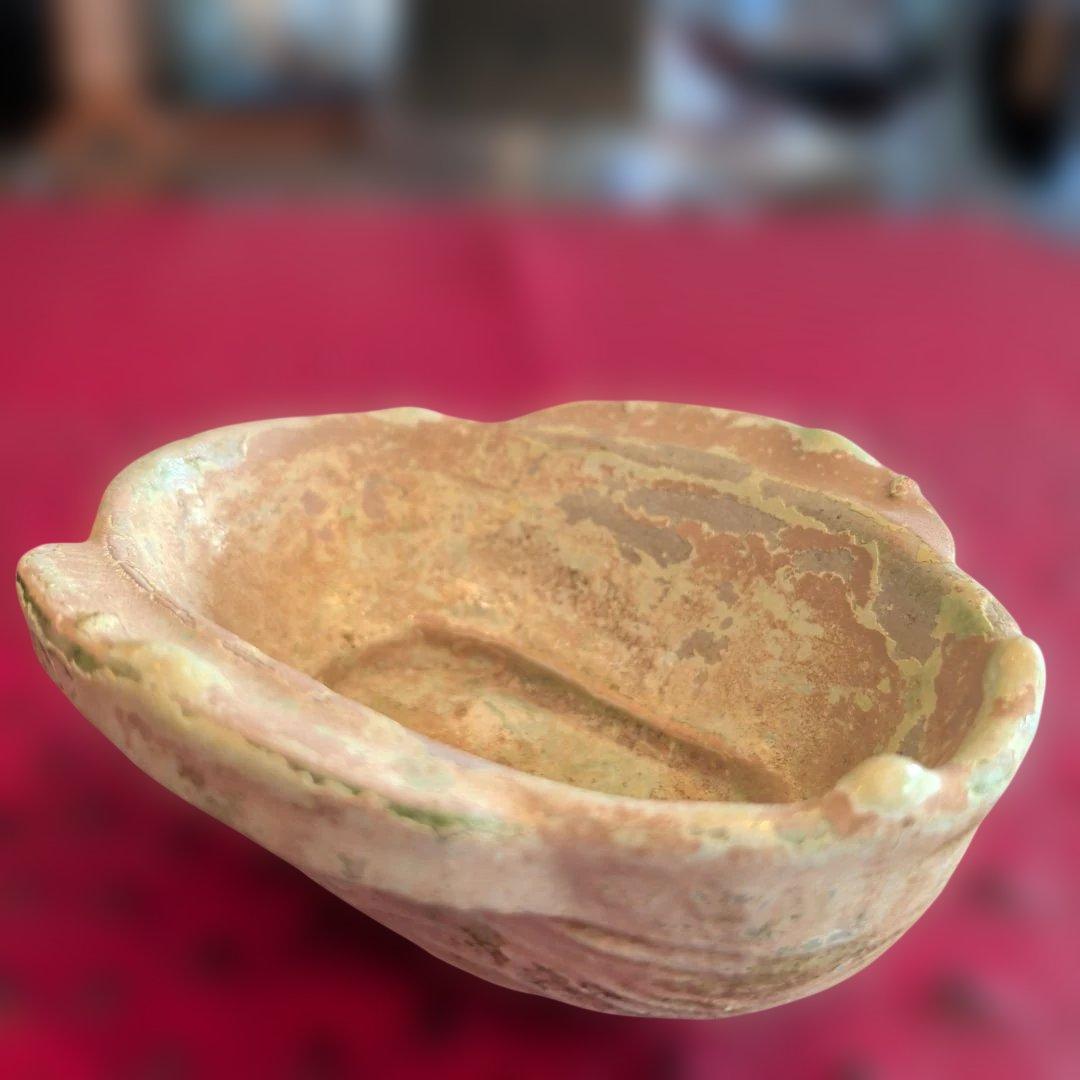漢緑釉　耳盃