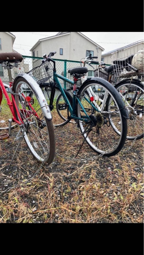 緑のシティバイク 27インチ バスケット付き