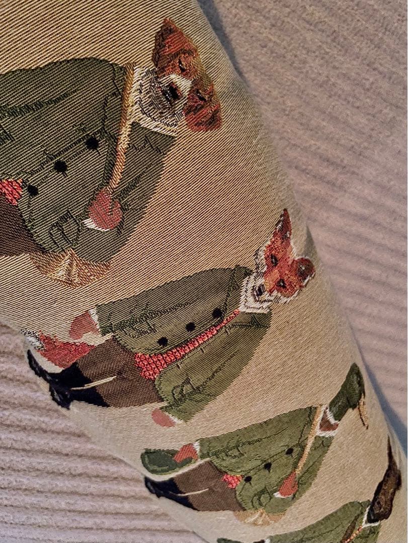 ロング　クッション　ハンティング　　鹿　鴨　イノシシ　うさぎ　犬　キツネ　刺繍
