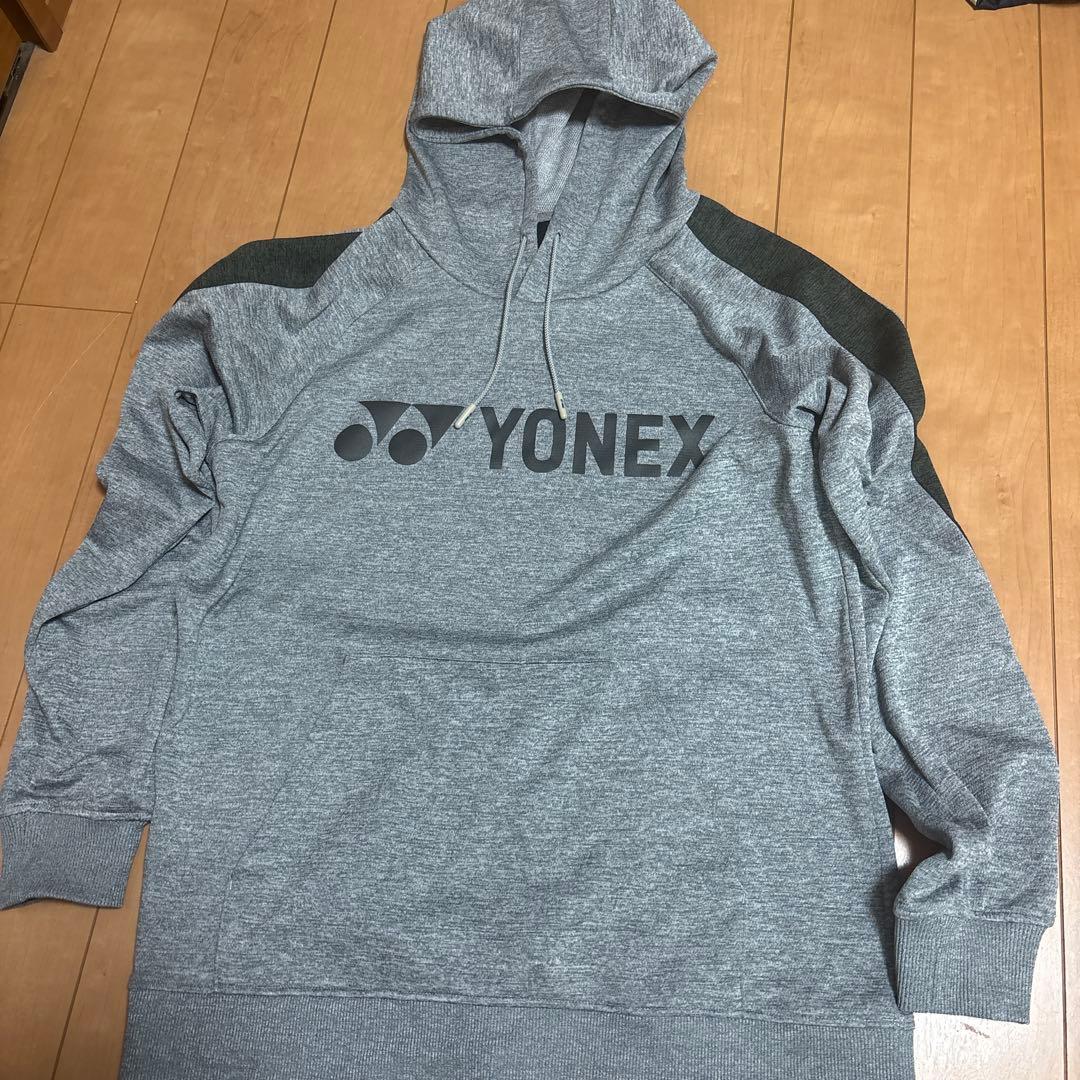 YONEX グレー フード付き ウォームアップウェア 上下 ネイビー短パン