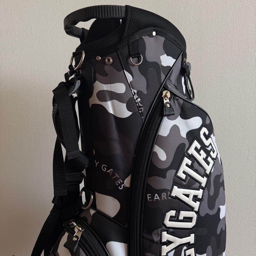美品　パーリーゲイツ　キャディバッグ　迷彩　黒　白　グレー　軽量　スタンド式