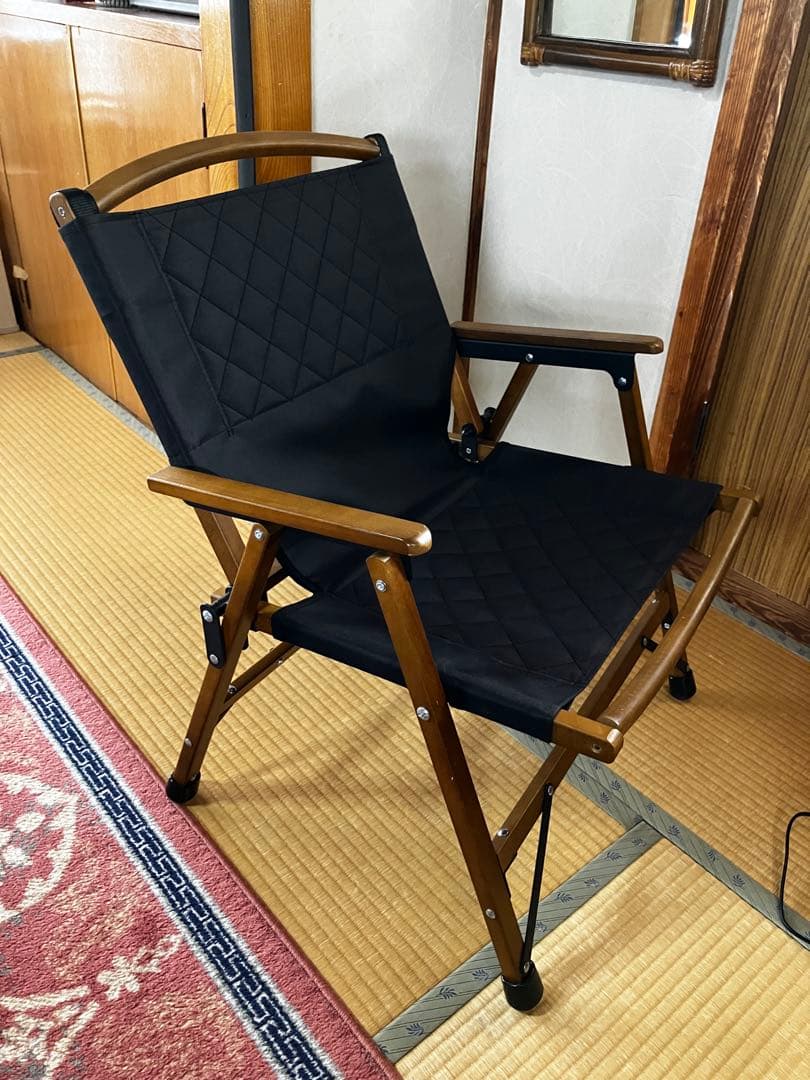 極美品　クイックキャンプ　ウッドローチェア ブラック