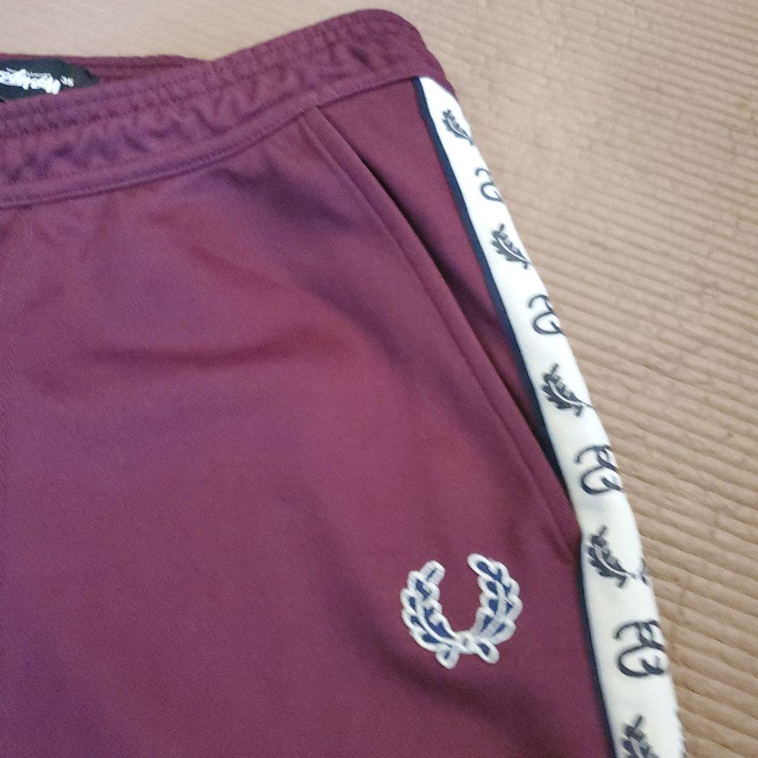 STUSSY / FRED PERRY XL バーガンディ ジャージパンツ