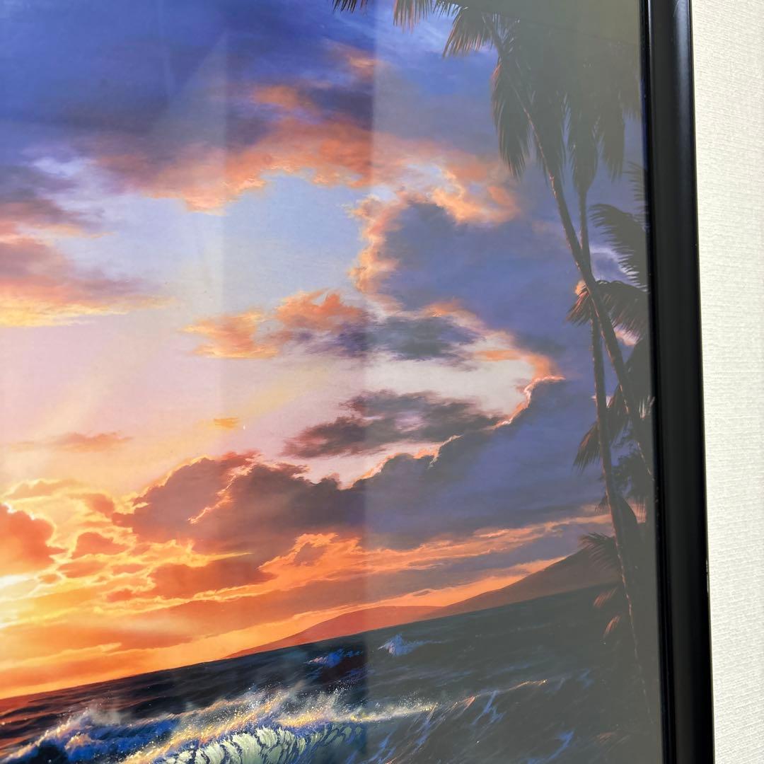 K*x様 ラッセン　ロマンスオブザシー　夕日　サンセット　クジラ　風景　版画　額