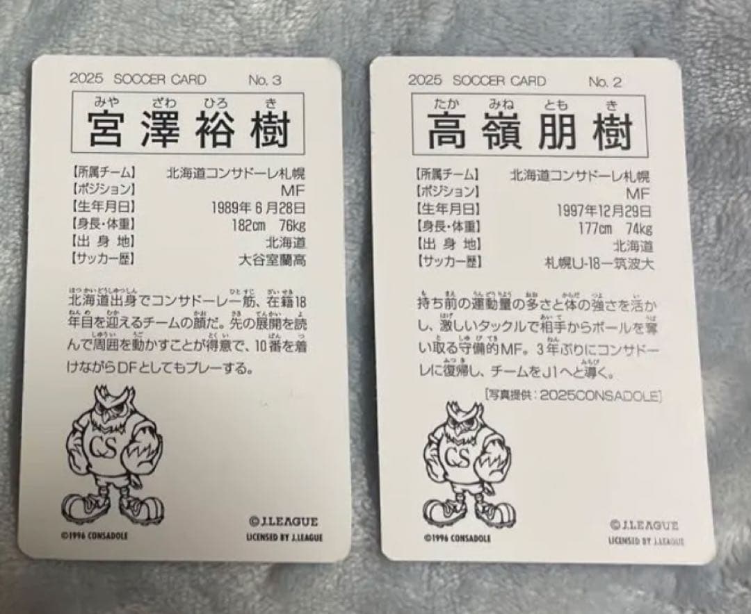【未使用】北海道コンサドーレ札幌 Jリーグチップス復刻版カード2枚セット