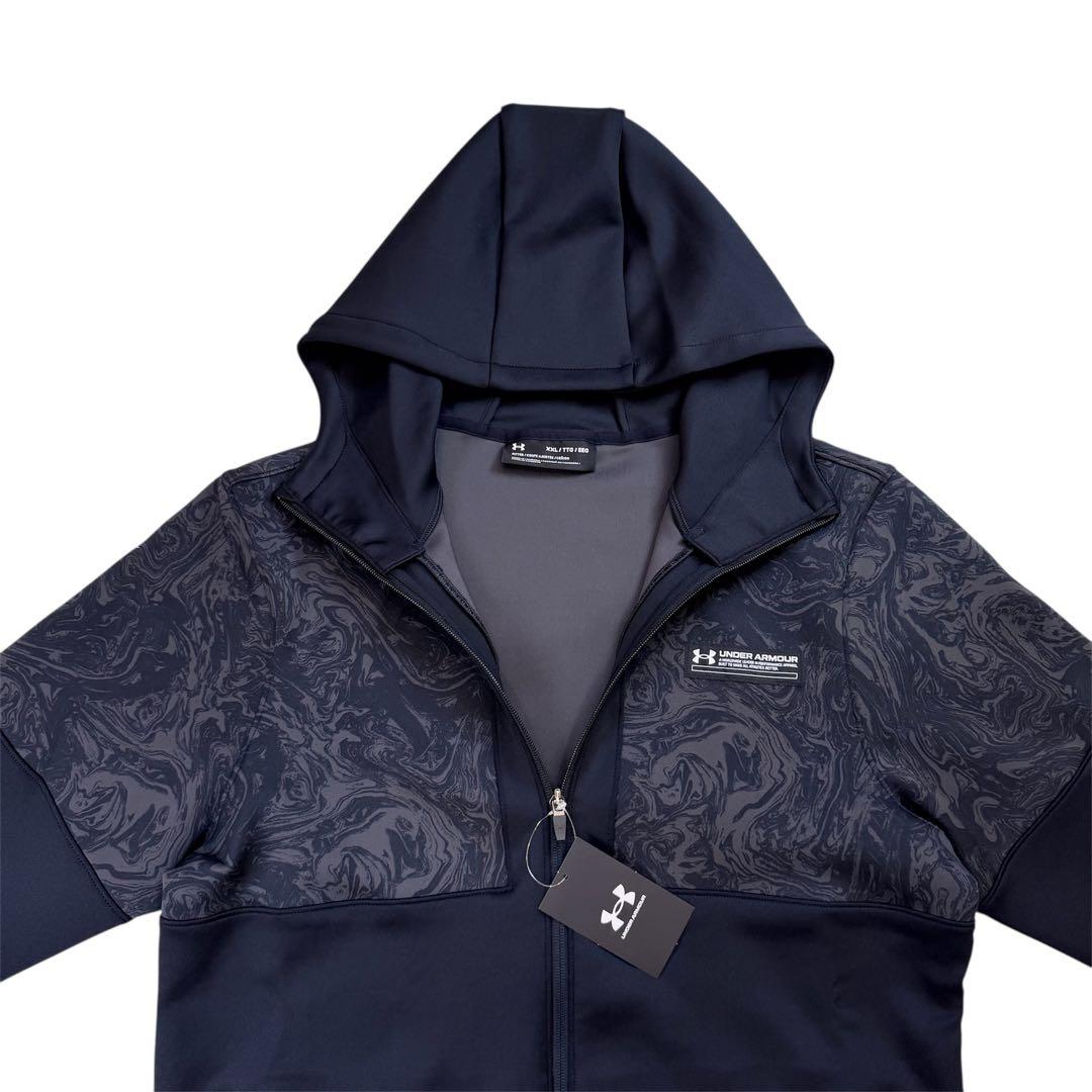 【新品】アンダーアーマー　長袖　フルジップ　フーディー　黒　XXL　メンズ