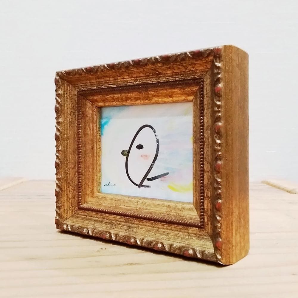 内野隆文　ワープ　ドローイング　絵画　鳥　イラスト　現代アート　額縁　真作