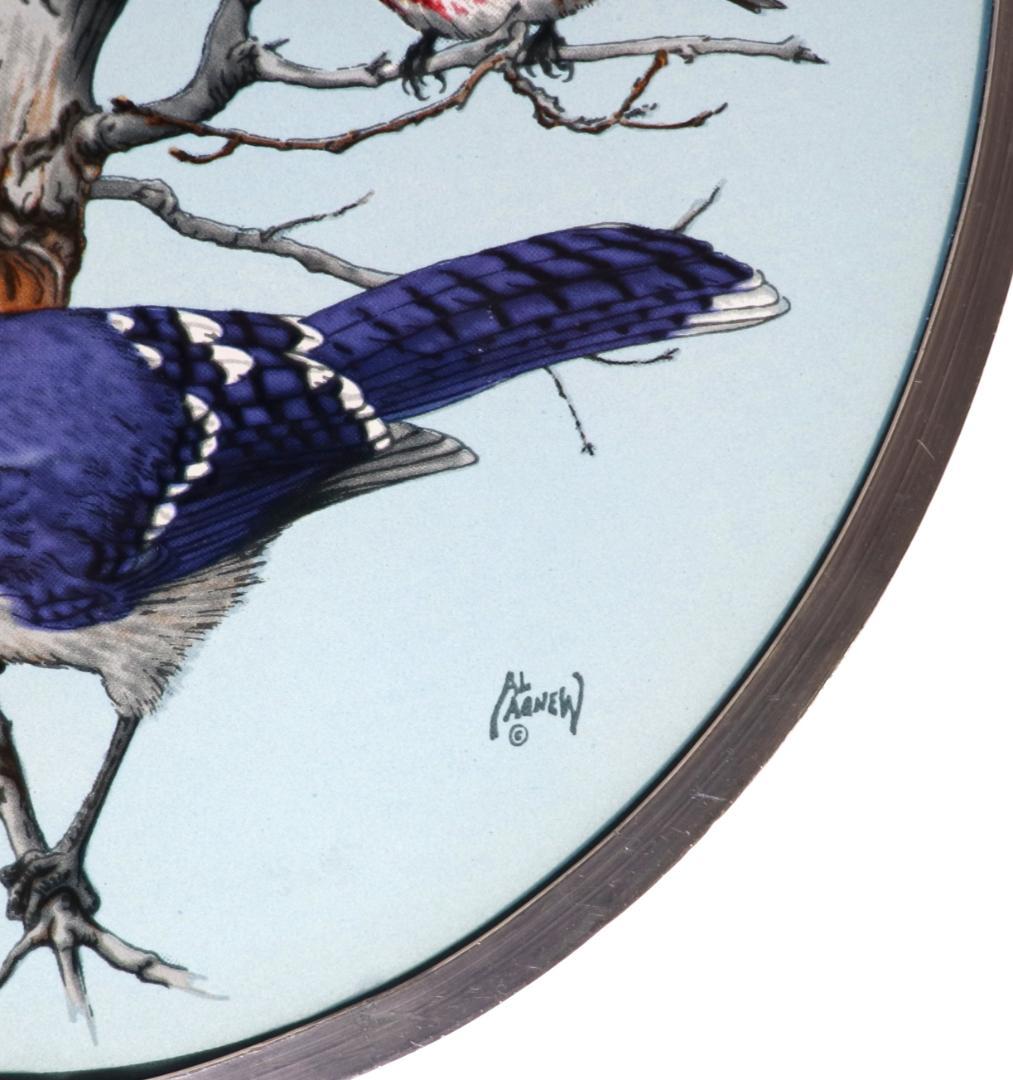 冬の七羽の鳥たち ヴィンテージ ステンドグラス アル・アグニュー 絵画