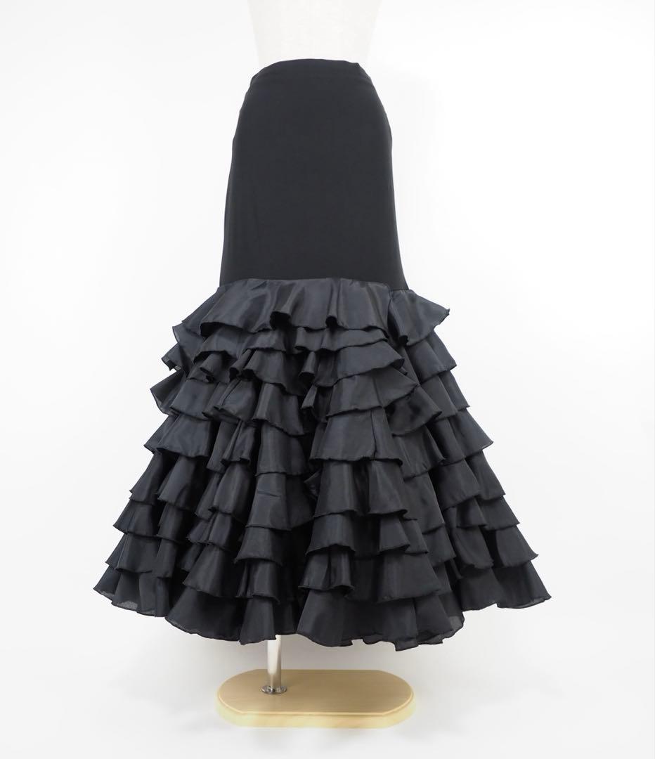 フラメンコ　ファルダ　新品　フラメンコ衣装　レッスンファルダ　黒　Leirena