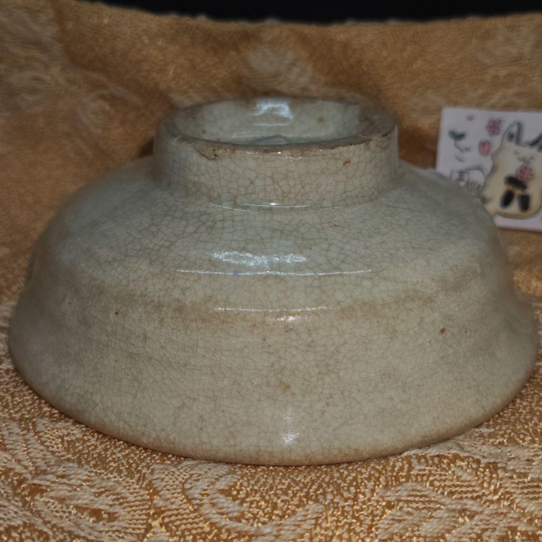 李朝堅手(白磁)平茶碗(元箱、包み古布付、繕い有り)