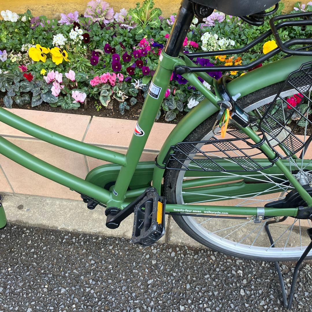 引き取り専用.緑色 シティサイクル バスケット付きサイズ26.BRANDほぼ新品