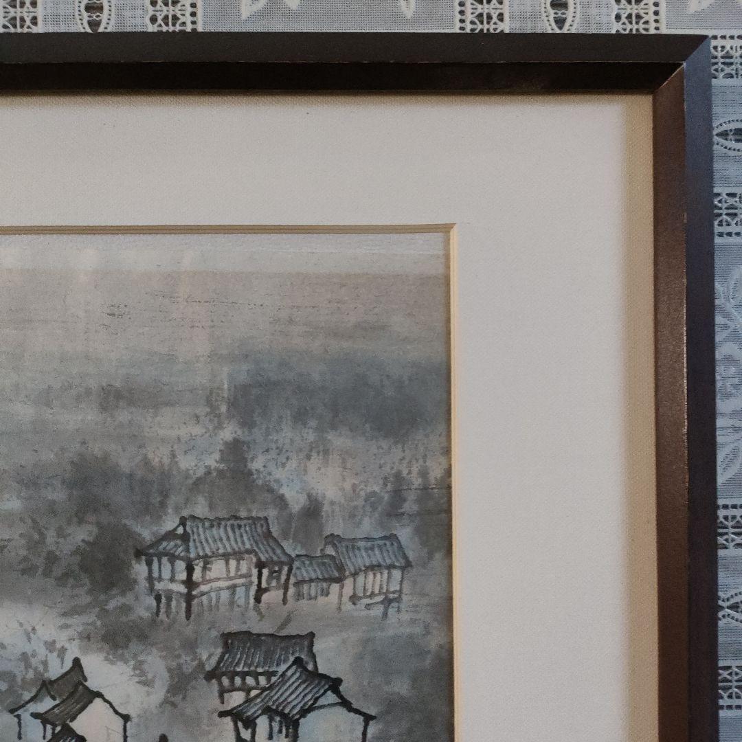 作者不詳　直筆大判山水水墨画『上海景勝地　江南水郷』