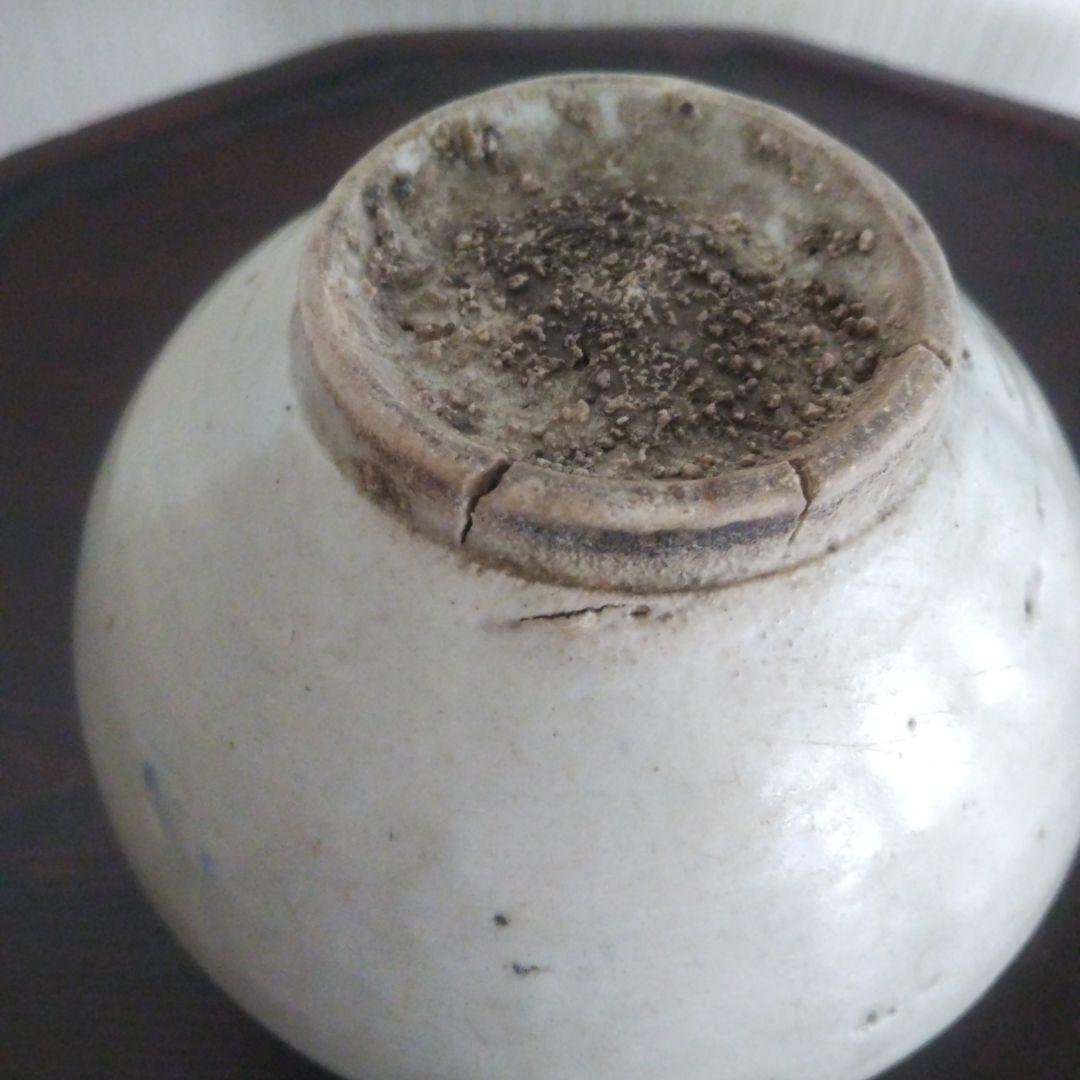 李朝 染付 白磁 壷 骨董品時代物