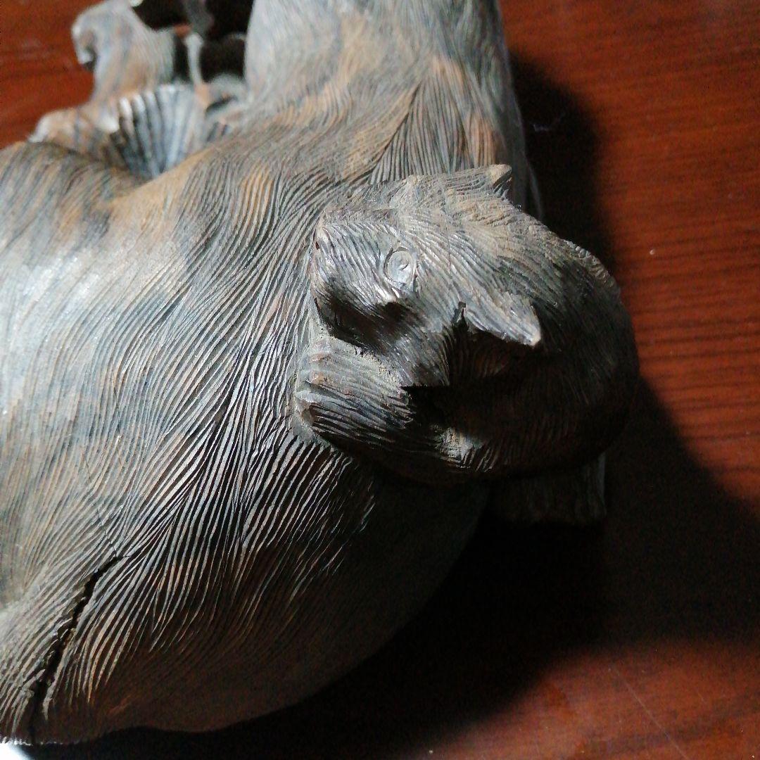唐木　木彫り虎　30cm